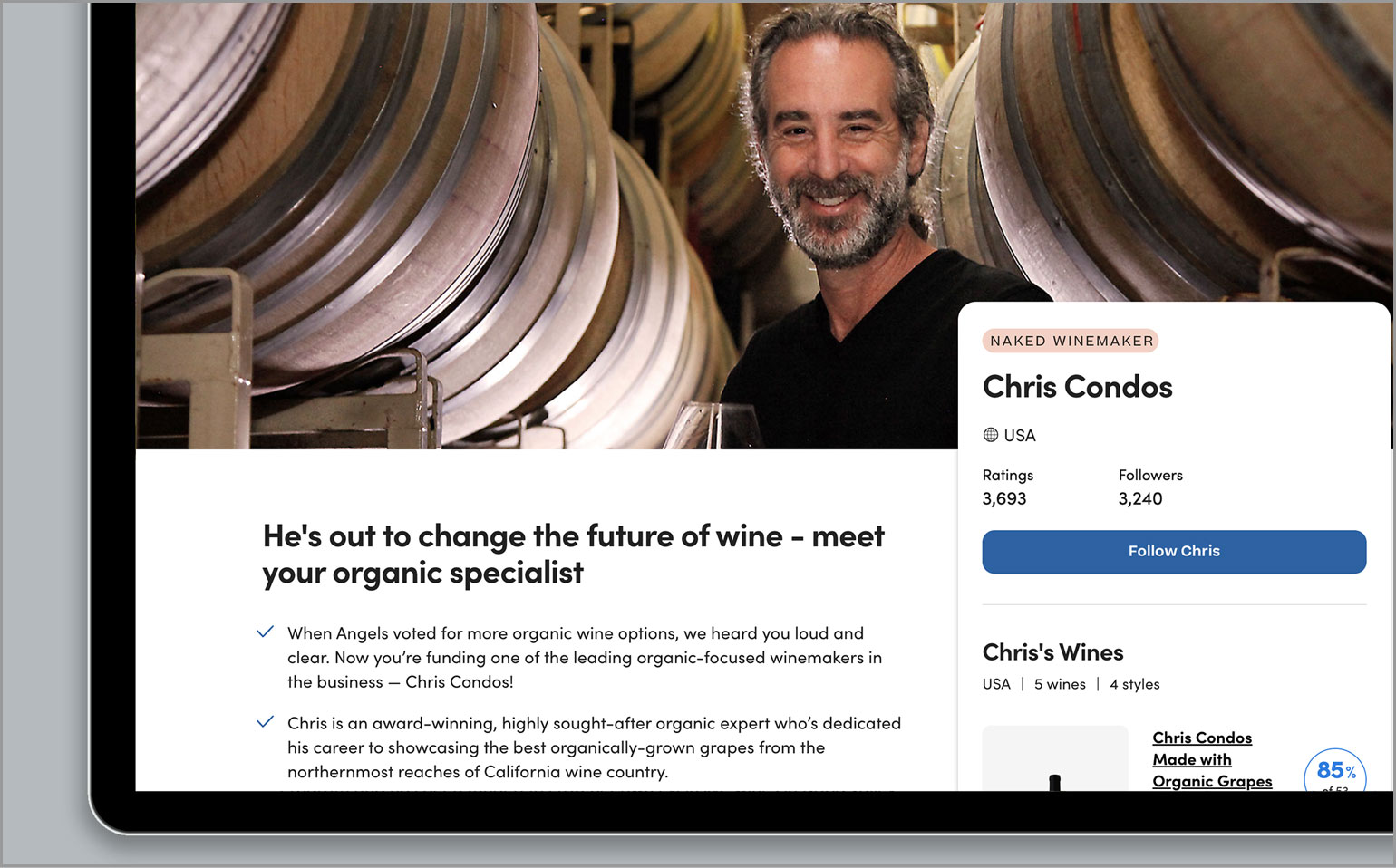 Winemaker Chris Condos photography
