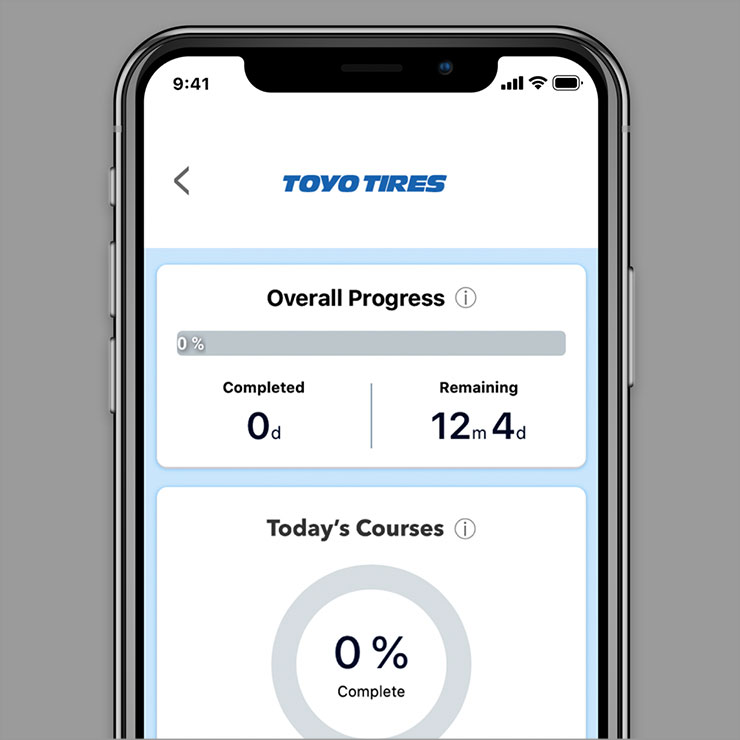 Toyo Tires mobile course UI design