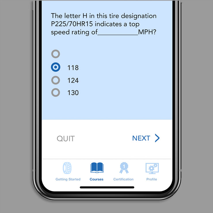 Toyo Tires mobile course UI design